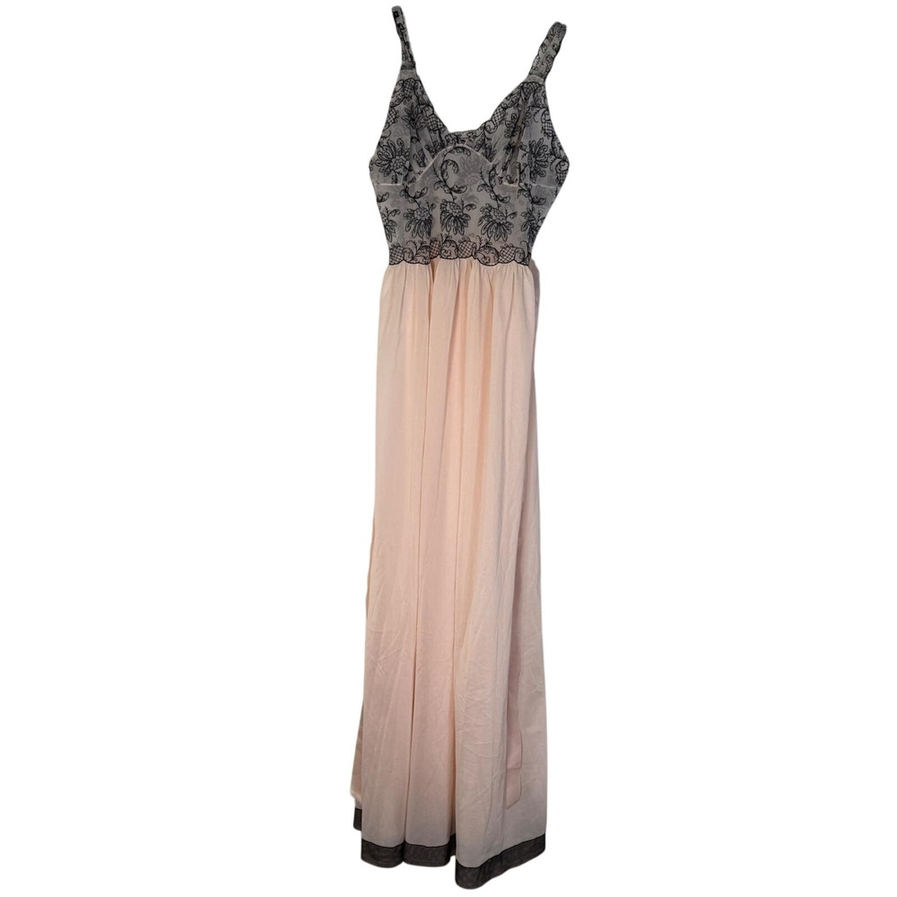 VRG Rogers Run-proof Peach Black Floral Lace Nightgown Robe Set Size 32 Maxi - Picture 3 of 9